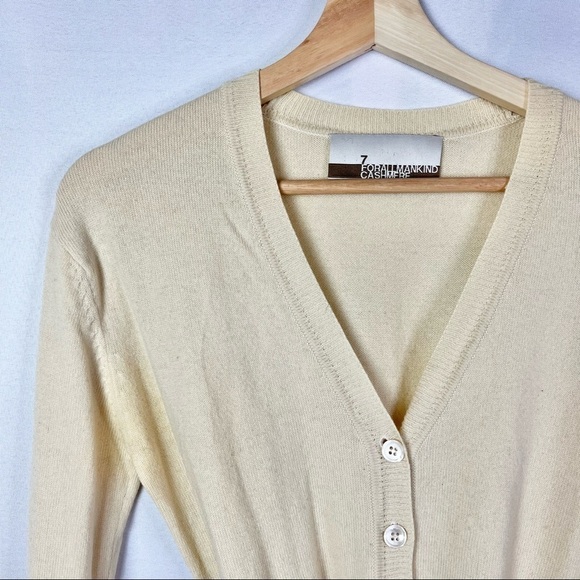 7 For All Mankind Cream Cashmere Button Down Tie Waist Cardigan Sweater S - Picture 4 of 4